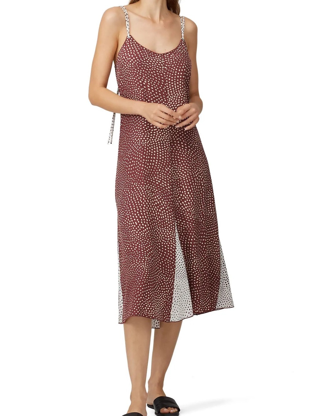 rag & bone Dirdre Burgundy and White Polka Dot Slip Dress